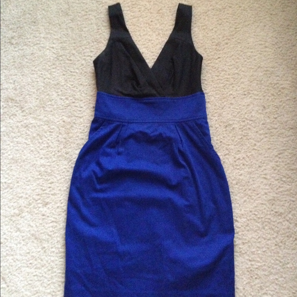 Express Black and Blue Fitted Dress 00